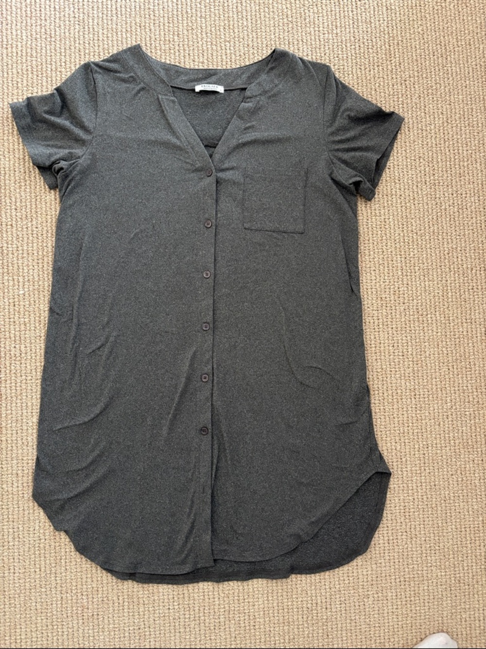 Women’s Short-Sleeve Button-Front Sleep Shirt — Charcoal